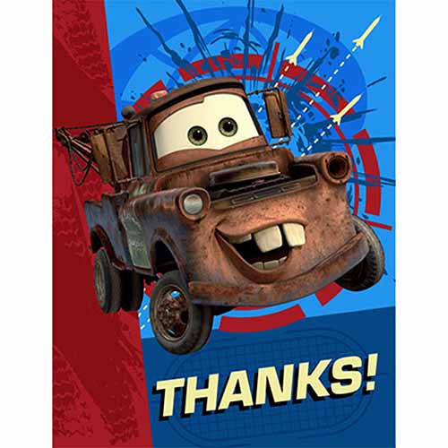 Disney Cars Party Supplies - Postcard Thank You Notes