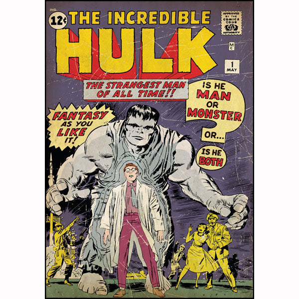 The Hulk Bedroom Decor - Vintage Issue #1 Comic Cover Giant Wall Decal