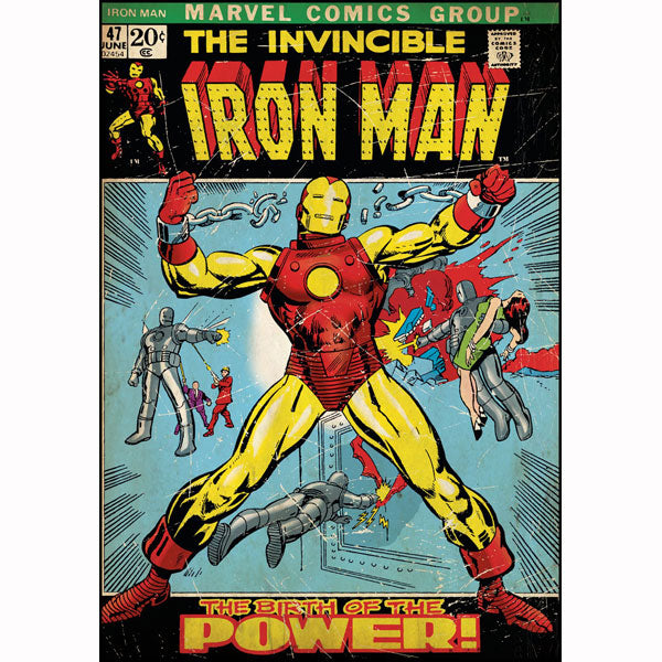 Iron Man Bedroom Decor - Vintage Issue #47 Comic Cover Giant Wall Decal