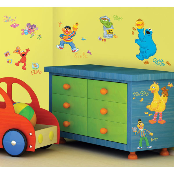 Sesame Street Bedroom Decor - Peel and Stick Wall Decals
