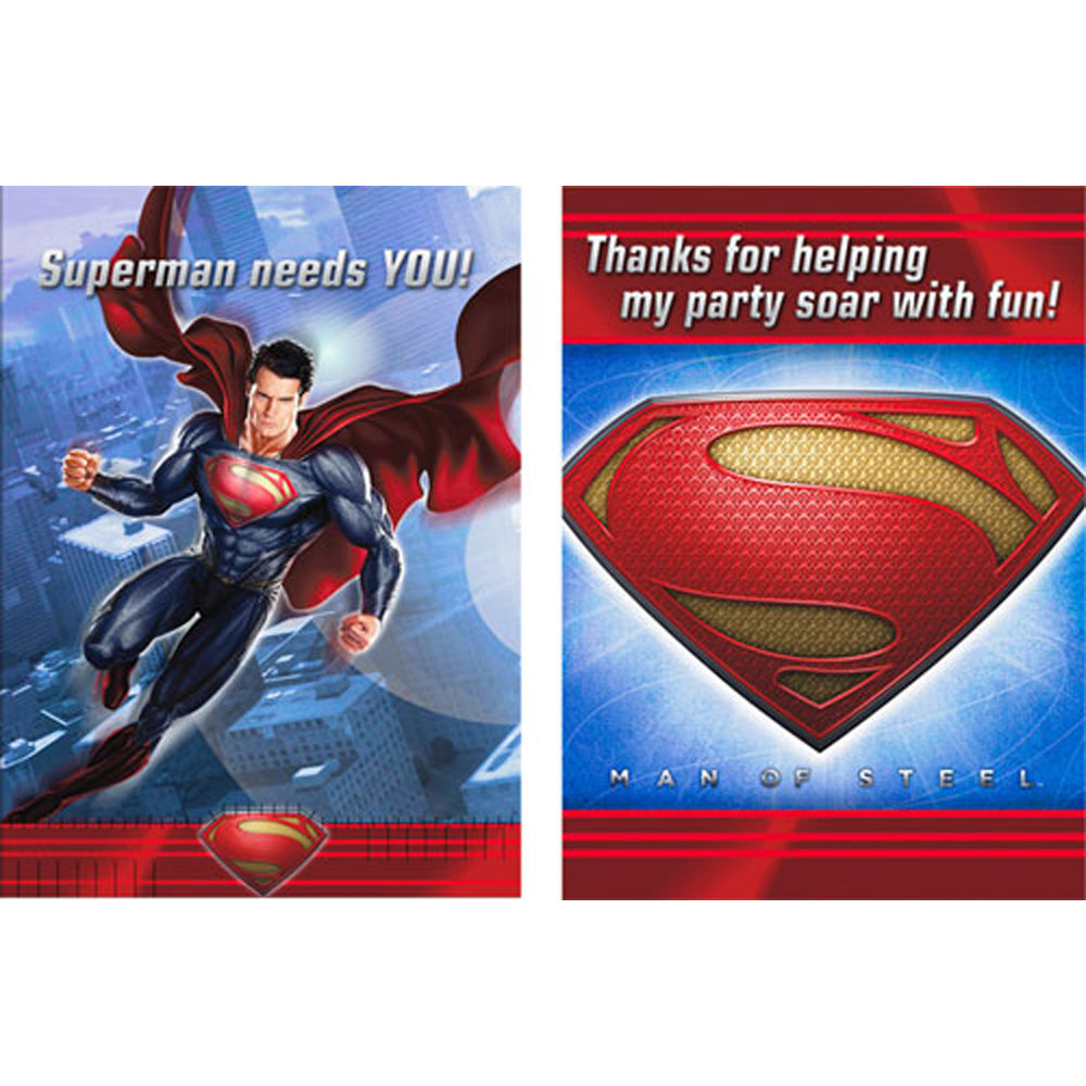 Superman Party Supplies - Postcard Invitations and Thank You Notes